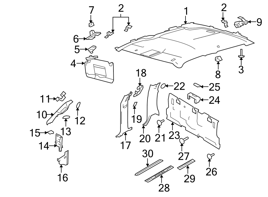 Diagram INTERIOR TRIM. for your 2018 Lincoln MKZ Black Label Sedan  