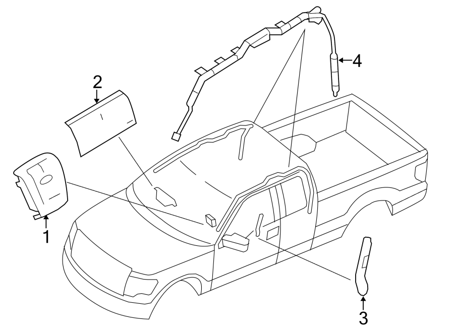 Diagram RESTRAINT SYSTEMS. AIR BAG COMPONENTS. for your 2011 Ford F-150 6.2L V8 A/T AWD Harley-Davidson Edition Crew Cab Pickup Fleetside 