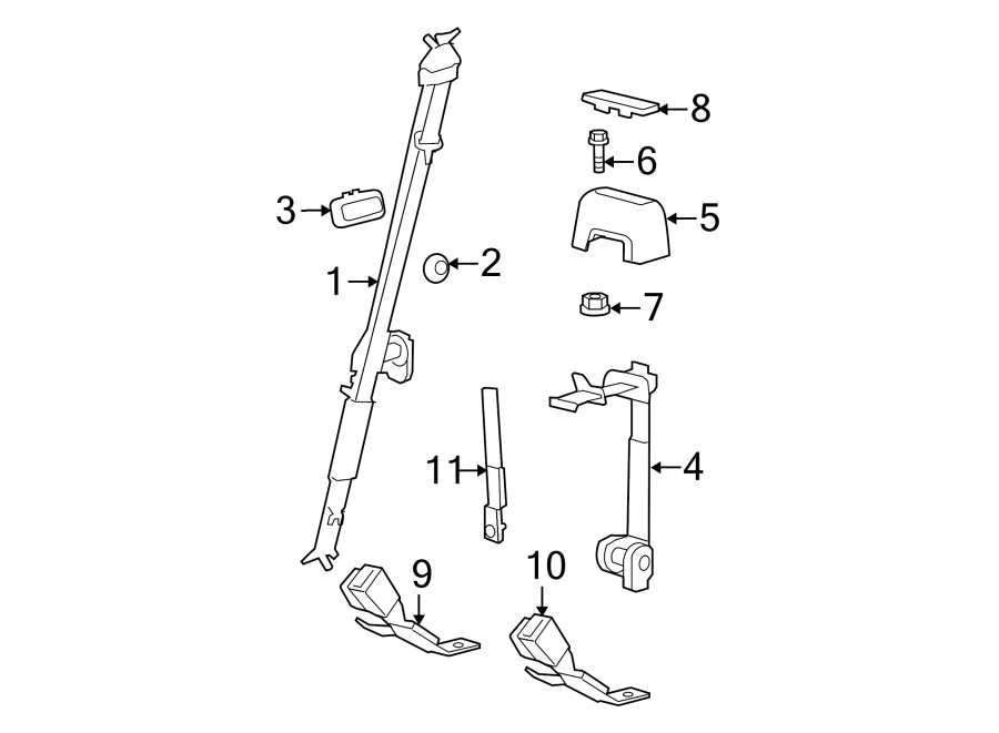 Diagram RESTRAINT SYSTEMS. REAR SEAT BELTS. for your Ford