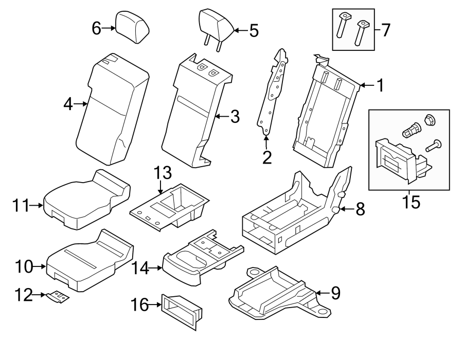 Diagram SEATS & TRACKS. FRONT SEAT COMPONENTS. for your 2011 Ford F-150 5.0L V8 FLEX A/T RWD STX Standard Cab Pickup Fleetside 