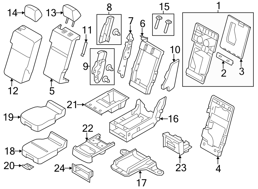 Diagram SEATS & TRACKS. FRONT SEAT COMPONENTS. for your 2013 Ford F-150 3.7L V6 FLEX A/T 4WD XLT Extended Cab Pickup Fleetside 