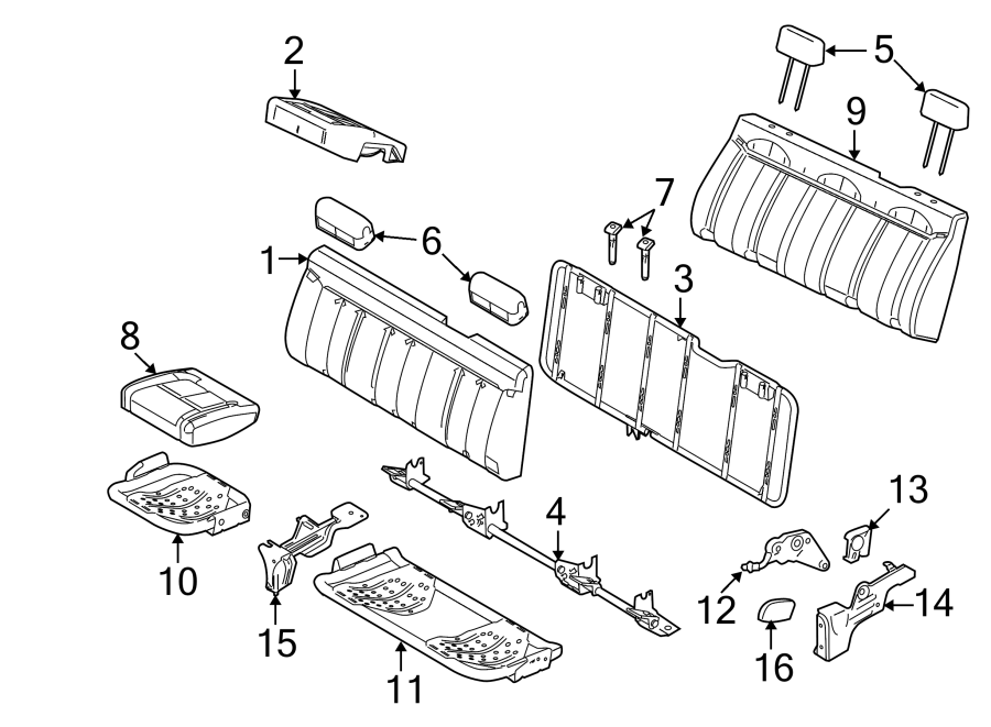 Diagram SEATS & TRACKS. REAR SEAT COMPONENTS. for your 2009 Ford F-150 4.6L V8 A/T 4WD XLT Extended Cab Pickup Stepside 