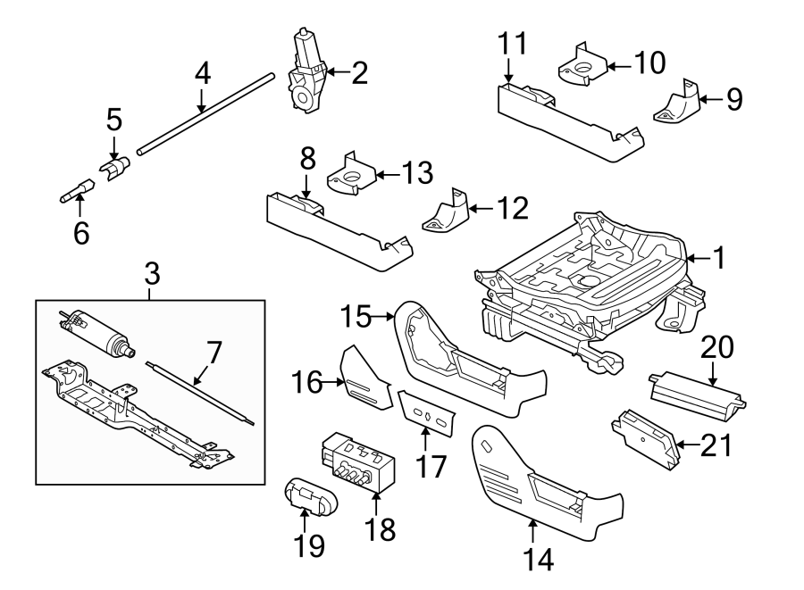 Diagram Seats & tracks. Tracks & components. for your 2014 Ford F-150 3.5L EcoBoost V6 A/T 4WD XLT Standard Cab Pickup Fleetside 