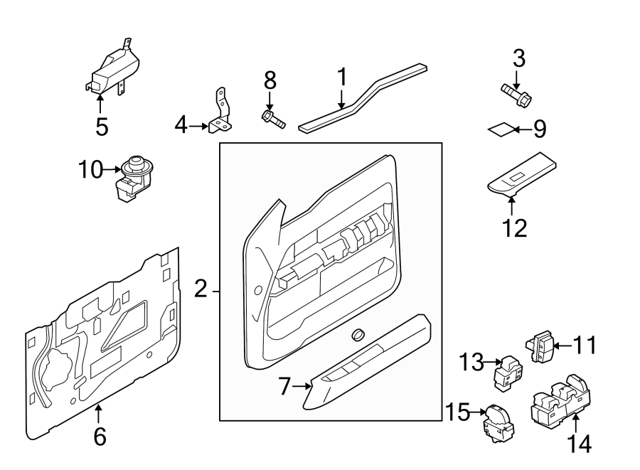 Diagram Front door. Interior trim. for your 1993 Ford Bronco   