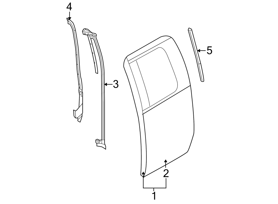 Diagram REAR DOOR. DOOR & COMPONENTS. for your 2013 Ford F-150 5.0L V8 FLEX A/T RWD XLT Extended Cab Pickup Fleetside 