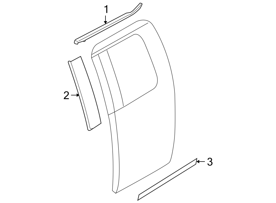 Diagram REAR DOOR. EXTERIOR TRIM. for your 1990 Ford F-150   