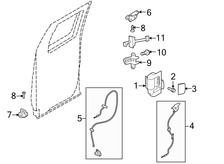 Diagram REAR DOOR. LOCK & HARDWARE. for your 2011 Ford F-150 3.5L EcoBoost V6 A/T RWD FX2 Extended Cab Pickup Fleetside 