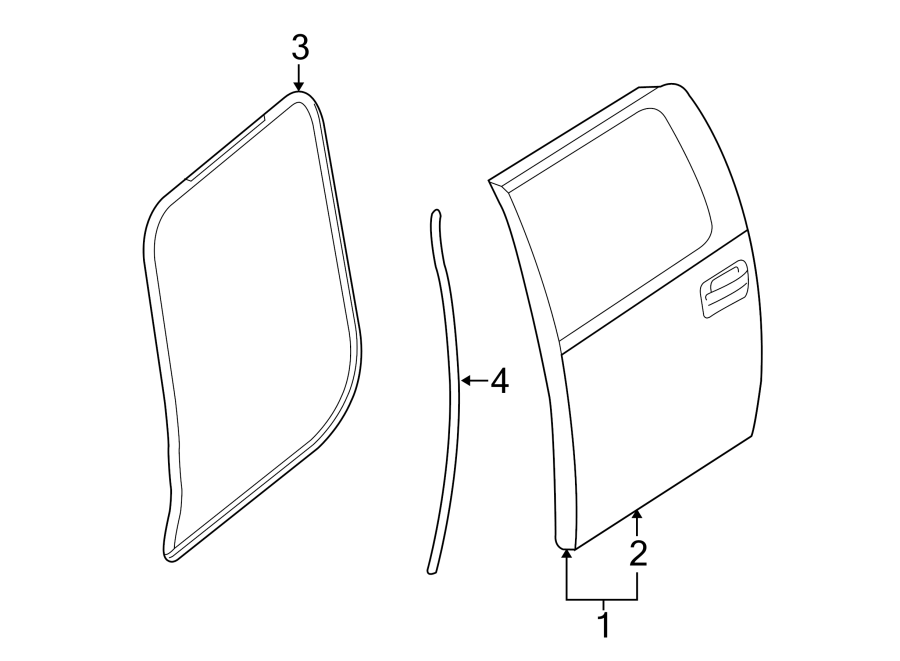 Diagram REAR DOOR. DOOR & COMPONENTS. for your 2007 Ford F-150 4.2L Triton V6 M/T 4WD XLT Standard Cab Pickup Fleetside 