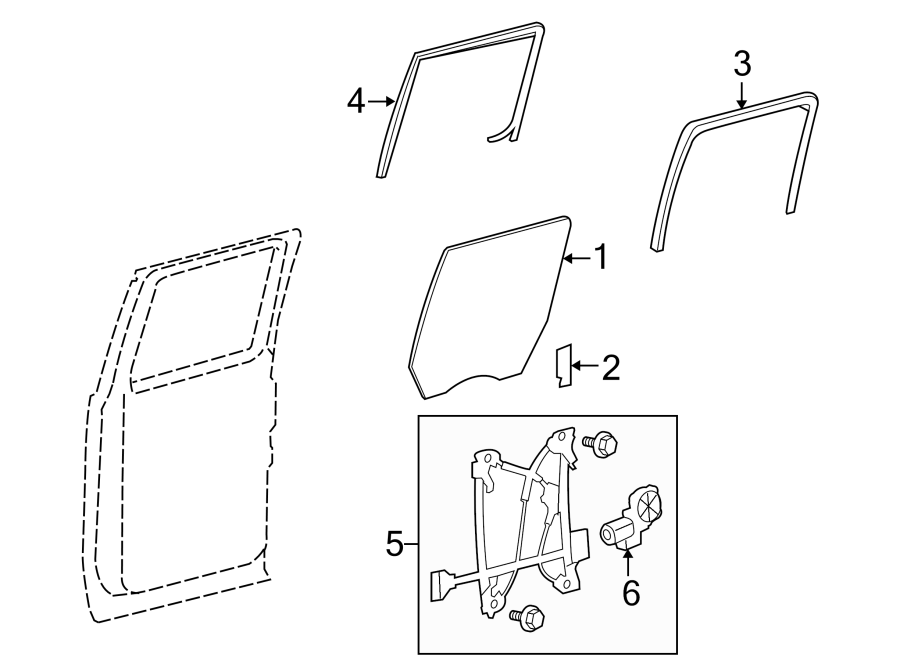 Diagram REAR DOOR. GLASS & HARDWARE. for your 2012 Ford F-150 3.7L V6 FLEX A/T RWD XLT Crew Cab Pickup Fleetside 