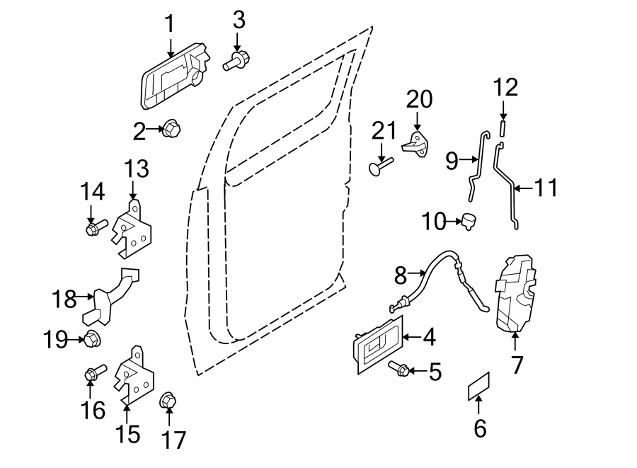 Diagram Rear door. Steering gear & linkage. Lock & hardware. for your Ford