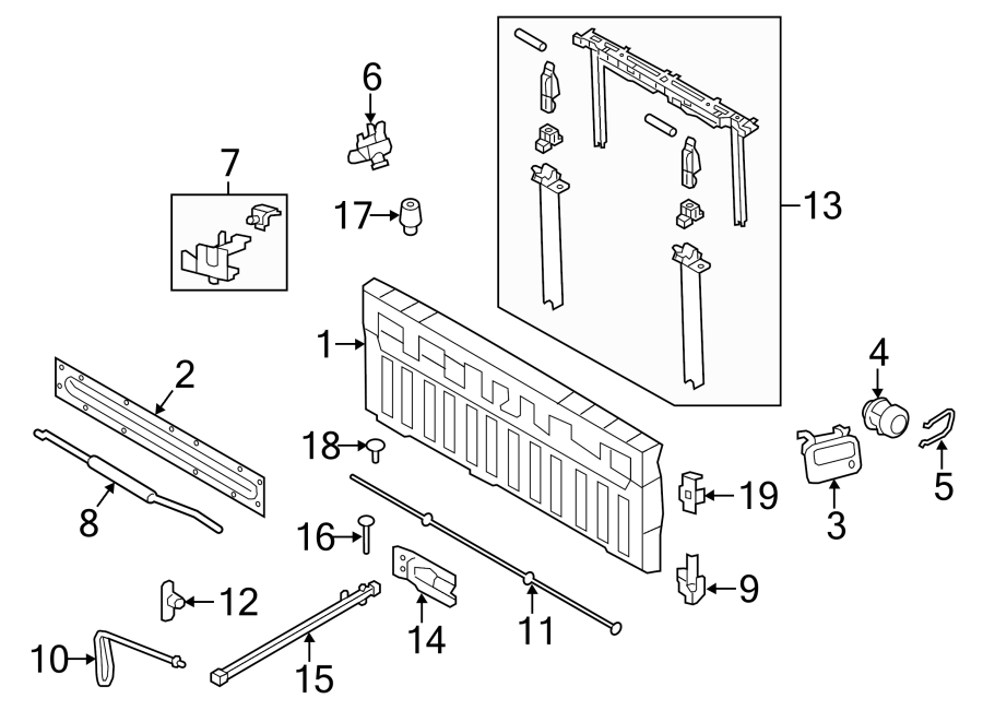 Diagram Pick up box. Tail gate. for your Ford