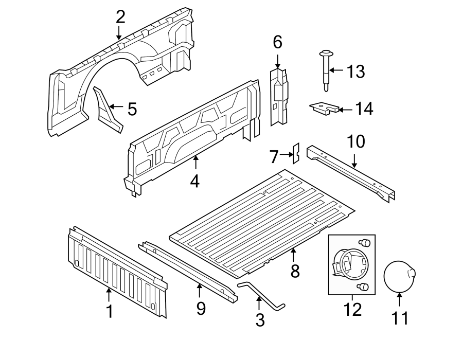 Diagram Pick up box. Front & side panels. for your 2014 Ford Transit Connect   