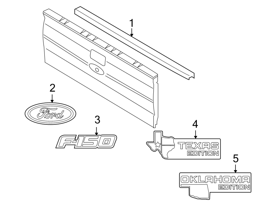 Diagram PICK UP BOX. EXTERIOR TRIM. for your Ford