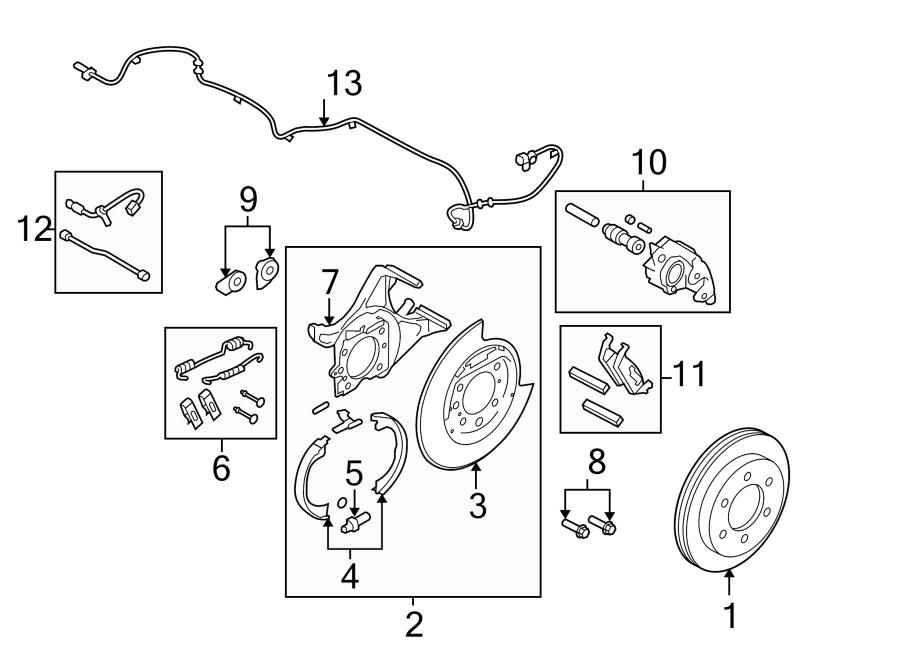 Diagram REAR SUSPENSION. BRAKE COMPONENTS. for your Ford F-150  