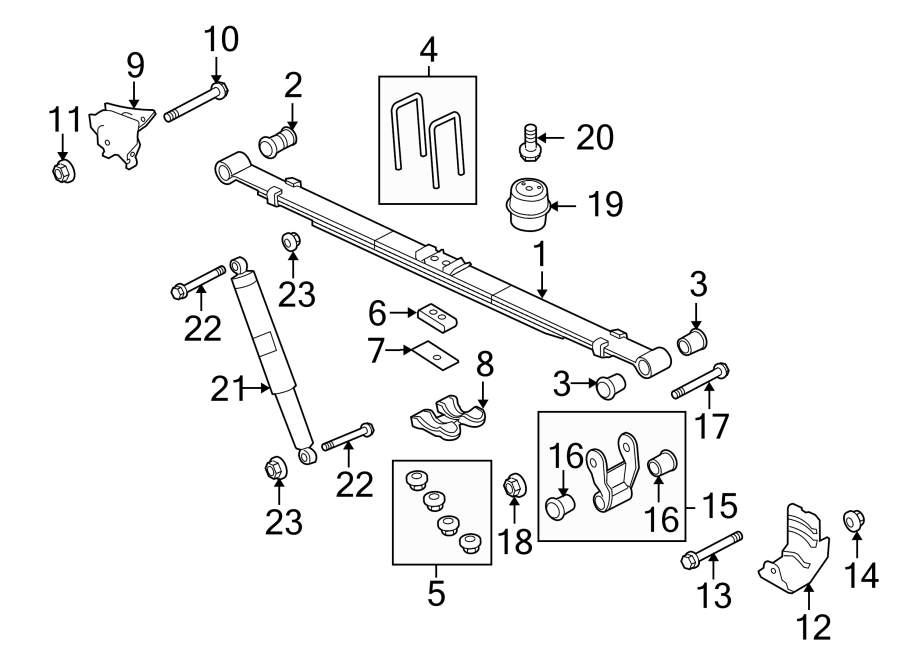 Diagram REAR SUSPENSION. SUSPENSION COMPONENTS. for your Ford