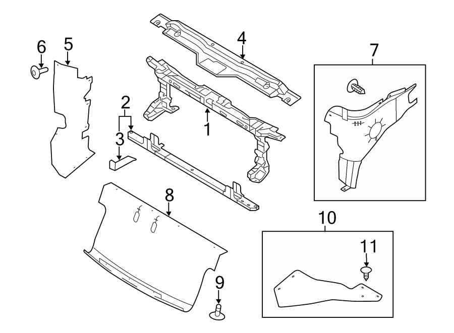 Diagram RADIATOR SUPPORT. for your 2020 Ford F-150   