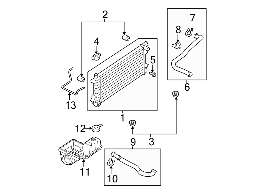 Diagram RADIATOR & COMPONENTS. for your 1999 Lincoln Navigator   