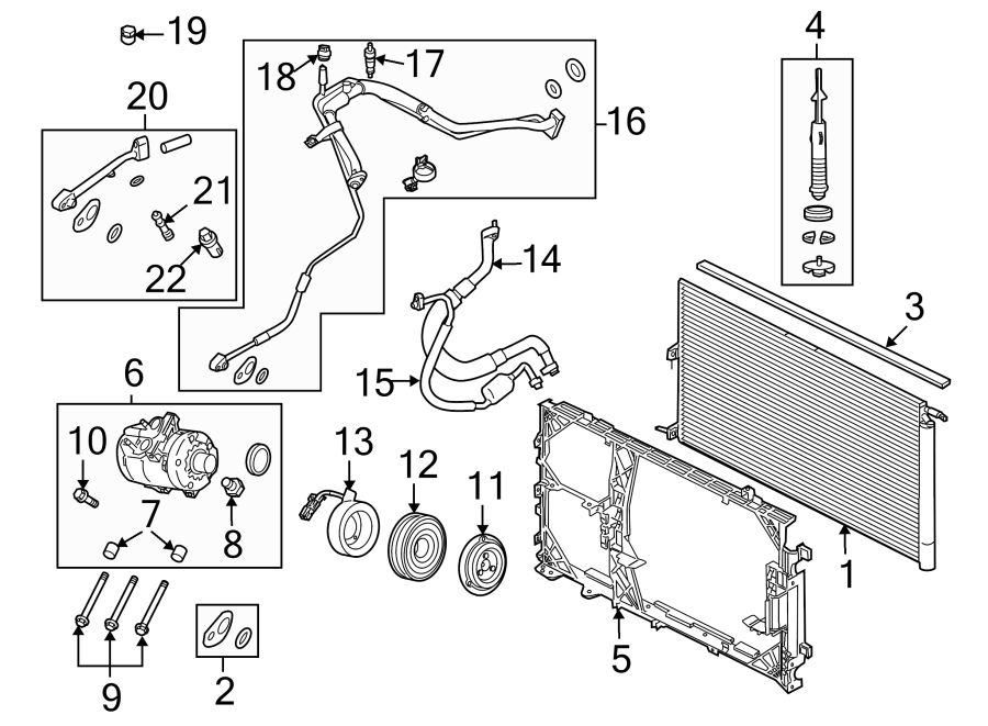 Diagram AIR CONDITIONER & HEATER. COMPRESSOR & LINES. CONDENSER. for your 2020 Ford Expedition   