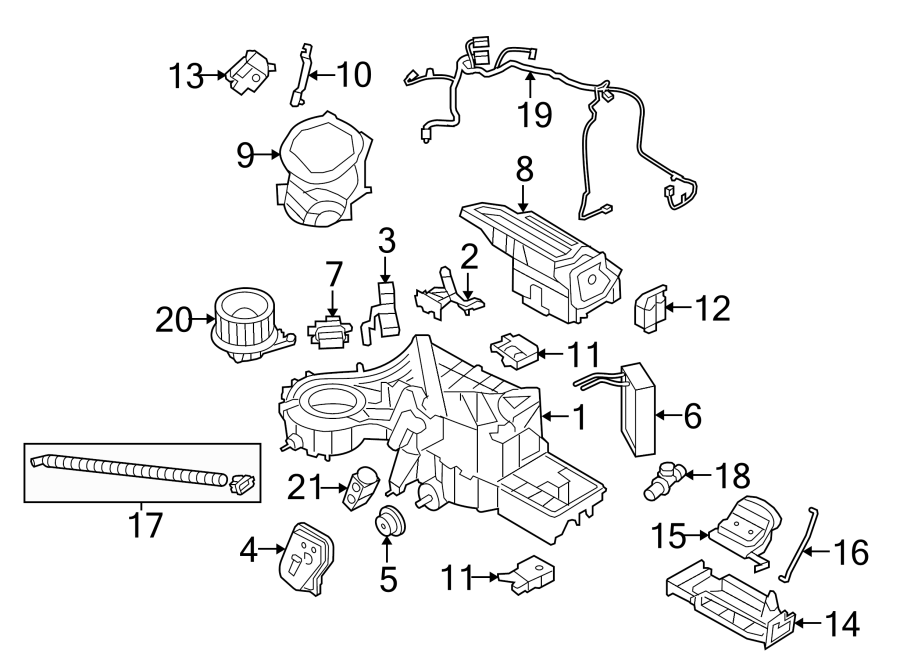 Diagram Air conditioner & heater. Evaporator & heater components. for your 2012 Ford F-150   