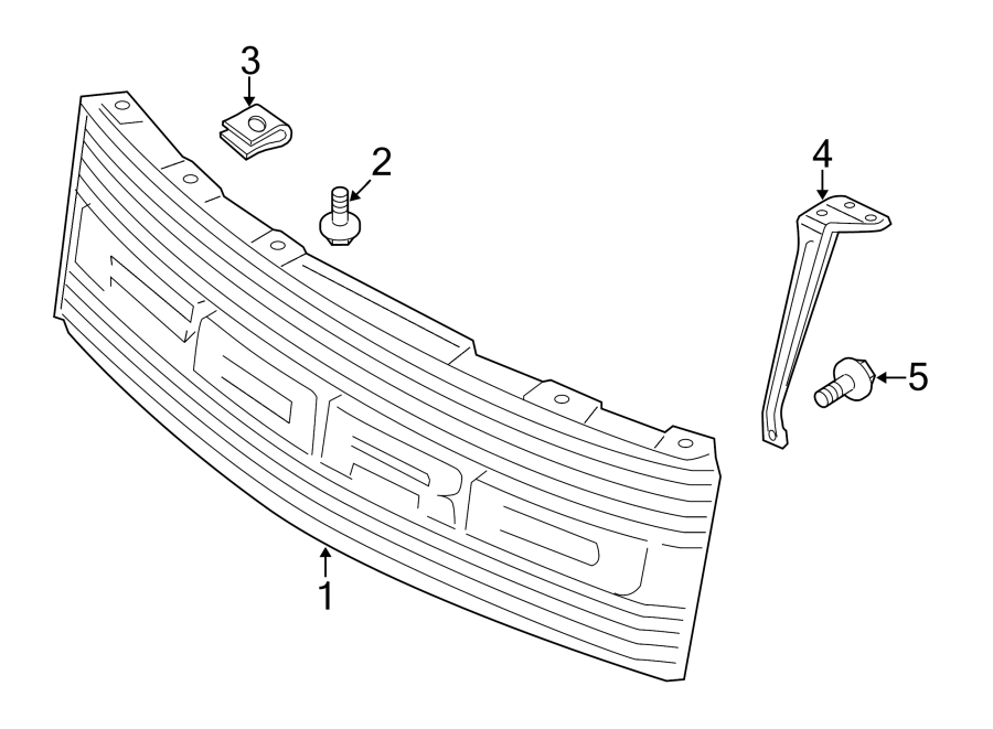 Diagram HOOD & GRILLE. GRILLE & COMPONENTS. for your Ford