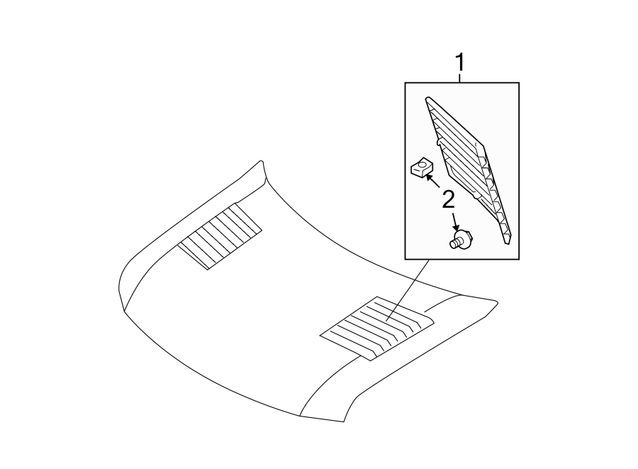 Diagram HOOD & GRILLE. EXTERIOR TRIM. for your 2012 Ford F-150 5.0L V8 FLEX A/T RWD King Ranch Crew Cab Pickup Fleetside 