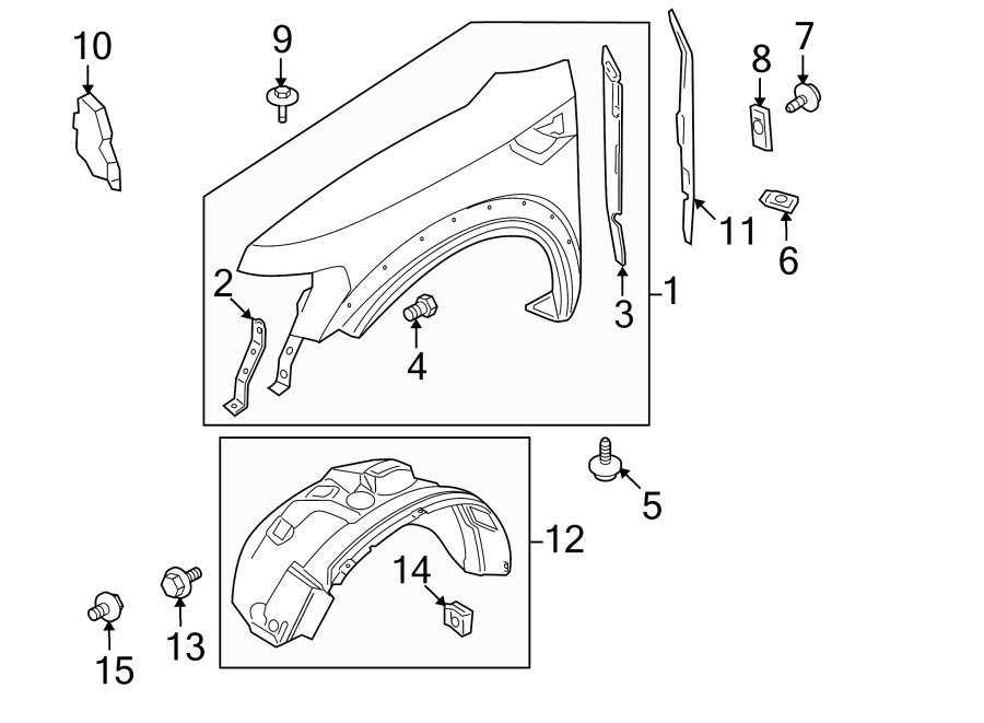 Diagram FENDER & COMPONENTS. for your Ford F-150  