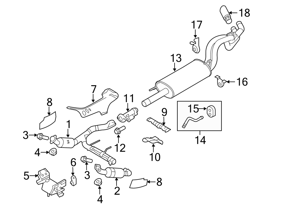 Diagram Exhaust system. for your 2016 Ford F-150 3.5L EcoBoost V6 A/T 4WD SSV Crew Cab Pickup Fleetside 