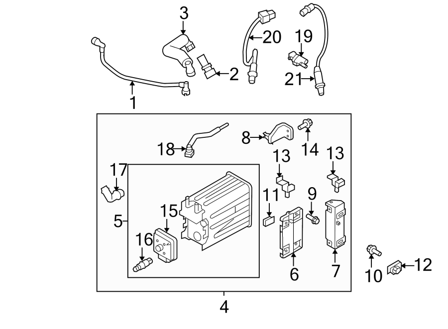 Diagram EMISSION SYSTEM. EMISSION COMPONENTS. for your 2013 Ford F-150  SVT Raptor Crew Cab Pickup Fleetside 