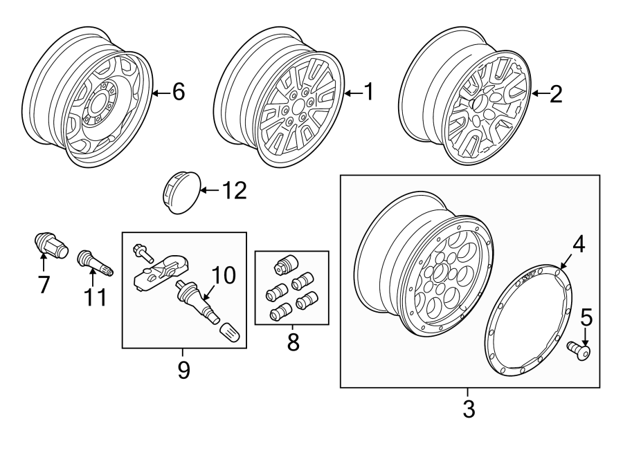 Diagram WHEELS. COVERS & TRIM. for your Ford F-150  