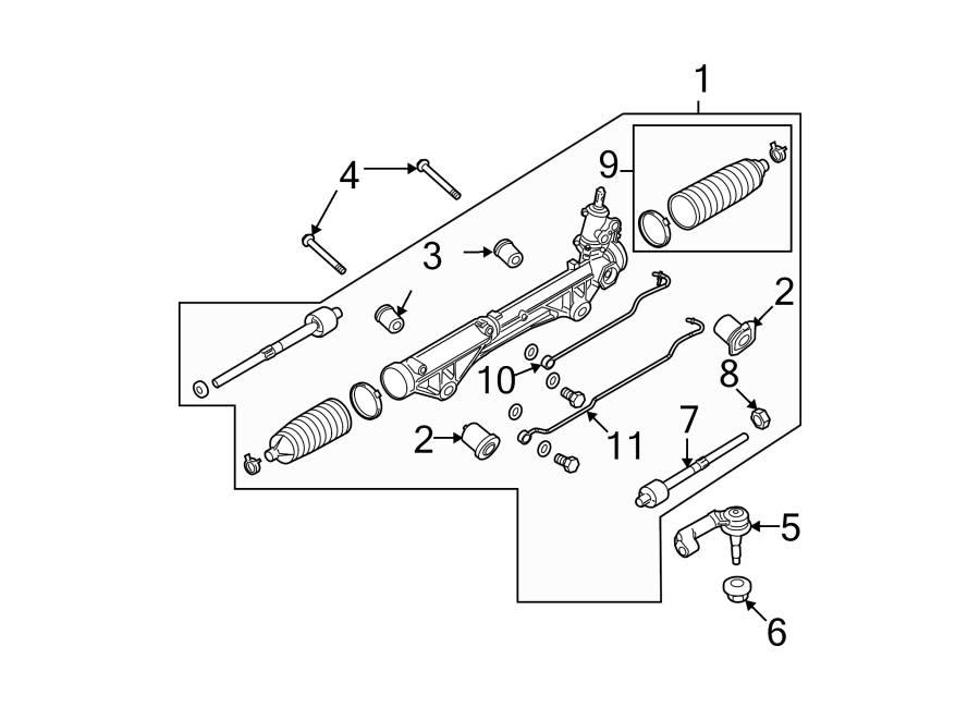 Diagram STEERING GEAR & LINKAGE. for your 2019 Lincoln MKZ Hybrid Sedan  