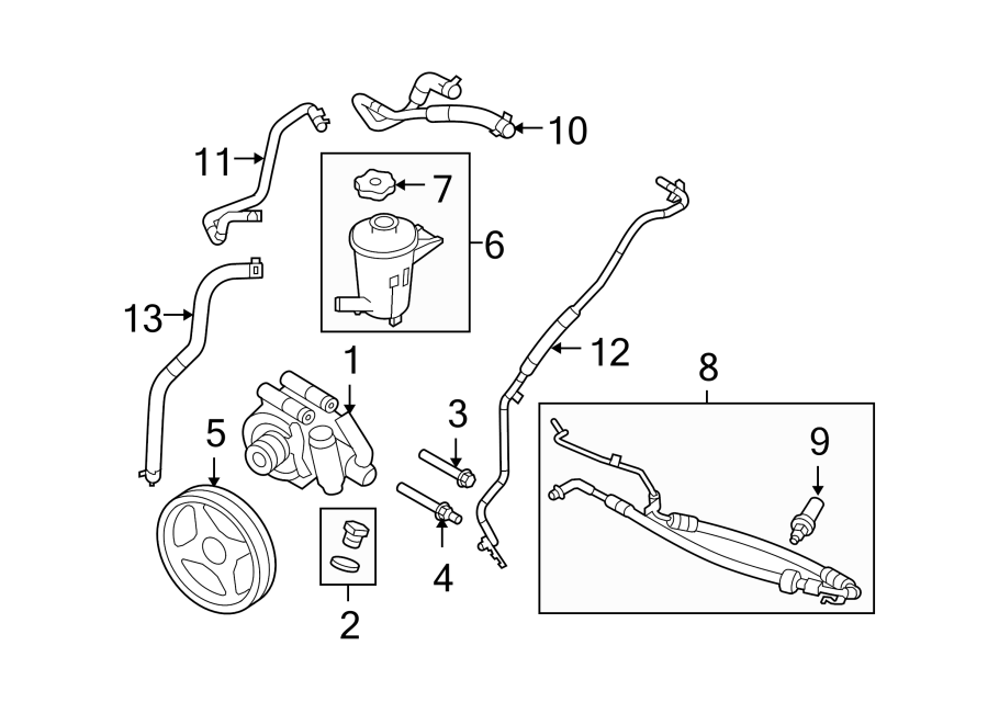 Diagram STEERING GEAR & LINKAGE. PUMP & HOSES. for your 2009 Lincoln MKZ   