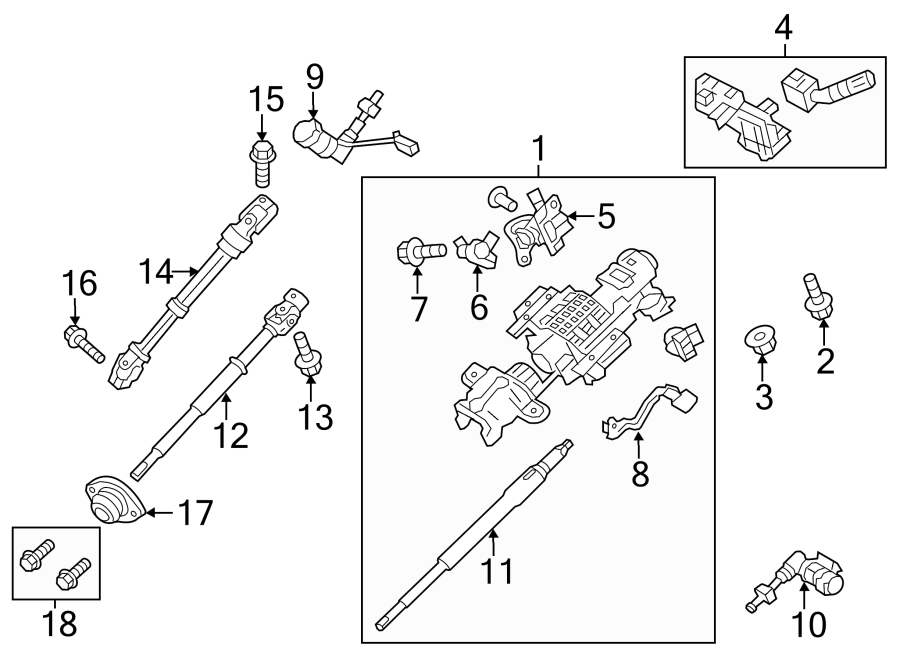 Diagram STEERING COLUMN ASSEMBLY. for your 1998 Ford F-150 4.6L Triton (Windsor) V8 A/T RWD Base Standard Cab Pickup Fleetside 