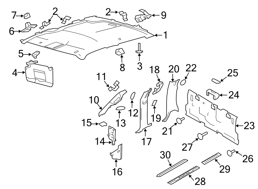 Diagram INTERIOR TRIM. for your 2003 Ford F-150 5.4L Triton V8 CNG A/T 4WD XLT Crew Cab Pickup Stepside 