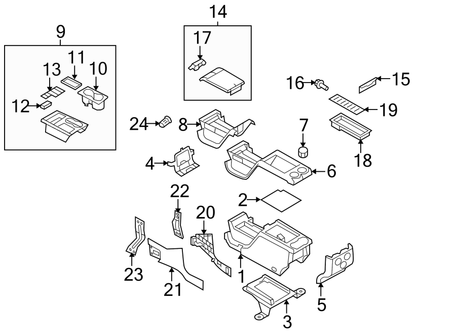 Diagram FRONT CONSOLE. for your 1990 Ford F-150   