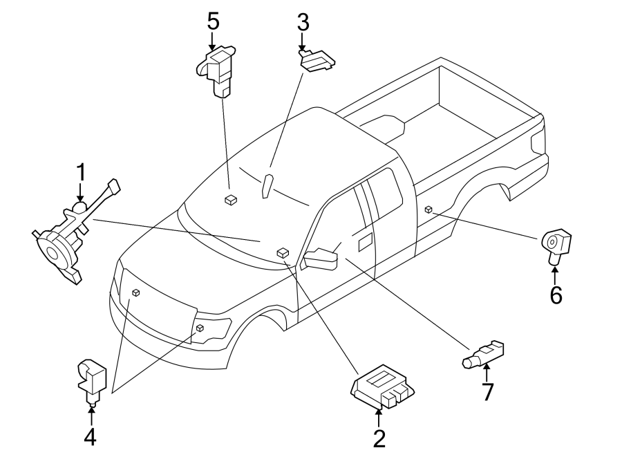 Diagram RESTRAINT SYSTEMS. AIR BAG COMPONENTS. for your 2012 Ford F-150   