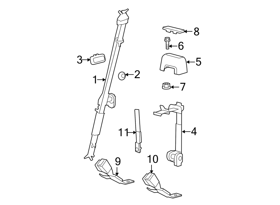 Diagram RESTRAINT SYSTEMS. REAR SEAT BELTS. for your Ford