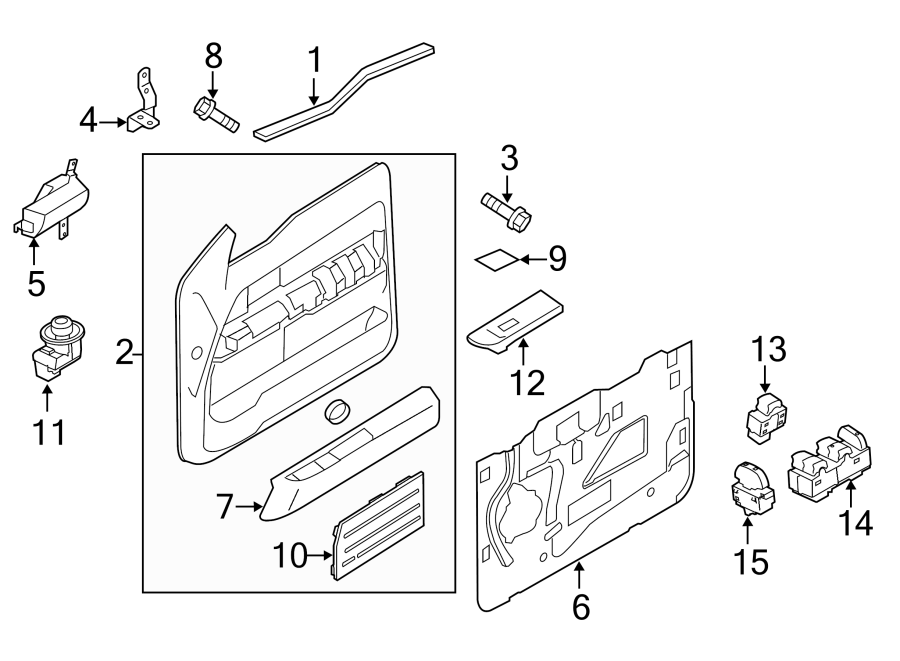 Diagram FRONT DOOR. INTERIOR TRIM. for your 1994 Ford Bronco   