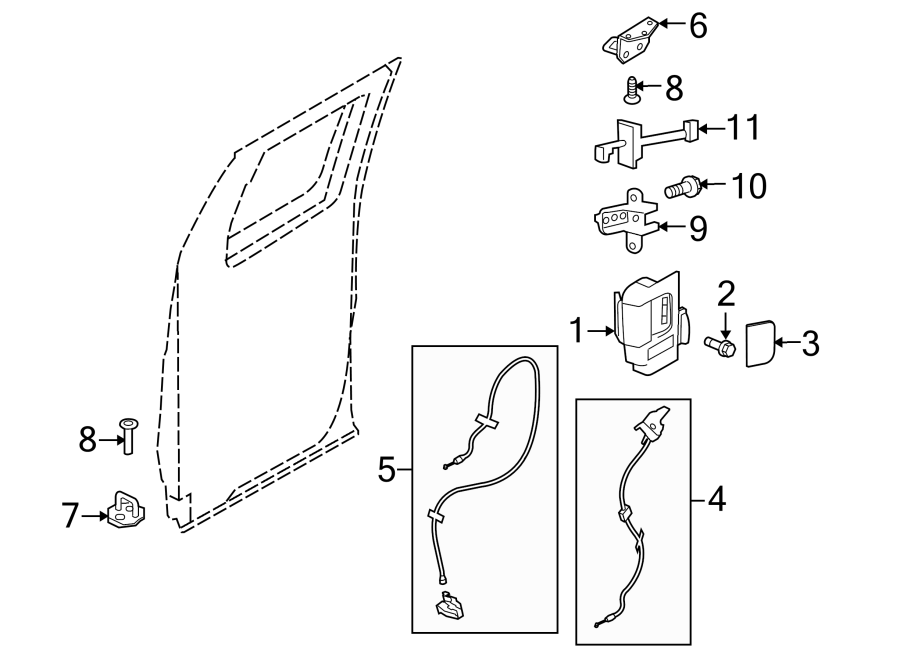 Diagram REAR DOOR. LOCK & HARDWARE. for your 2014 Ford F-150  XLT Standard Cab Pickup Fleetside 