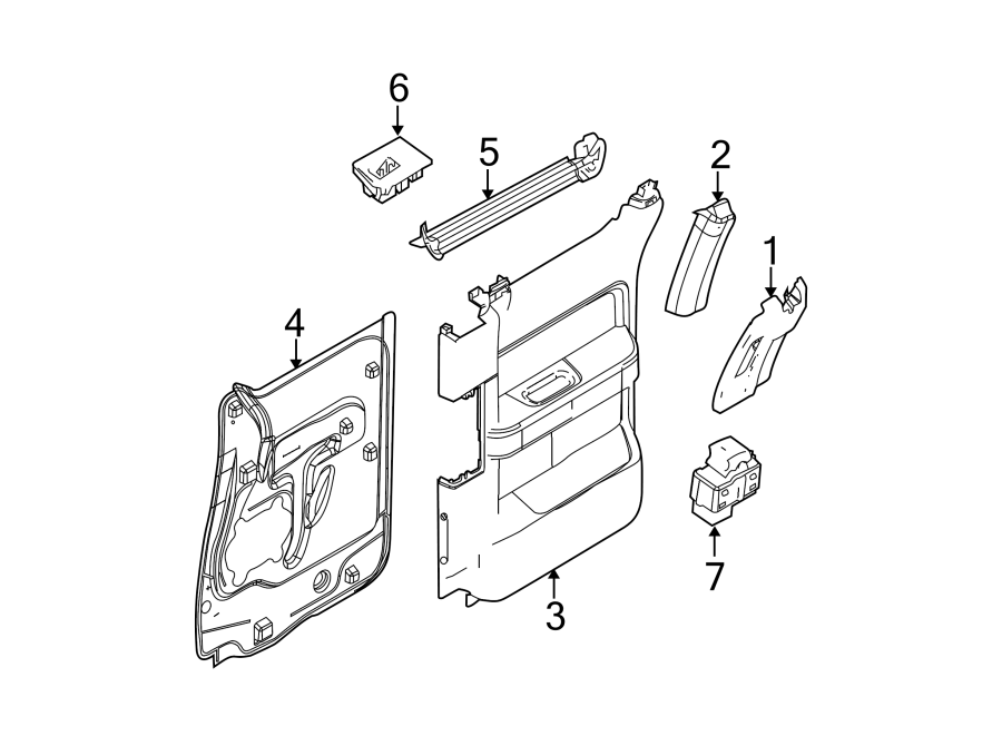 Diagram REAR DOOR. INTERIOR TRIM. for your 2020 Ford F-150 3.5L EcoBoost V6 A/T 4WD  