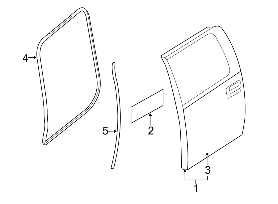 Diagram REAR DOOR. DOOR & COMPONENTS. for your 2007 Ford F-150 4.2L Triton V6 M/T 4WD XLT Standard Cab Pickup Fleetside 