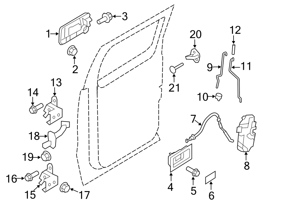 Diagram REAR DOOR. LOCK & HARDWARE. for your 2024 Ford F-150  Raptor R Crew Cab Pickup Fleetside 