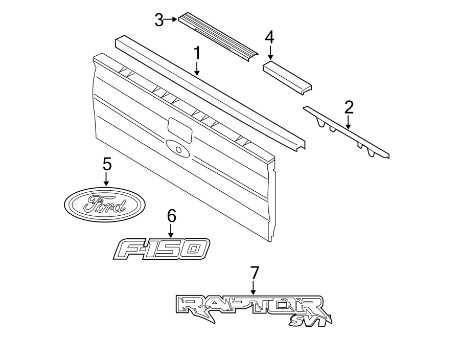 Diagram PICK UP BOX. EXTERIOR TRIM. for your 2011 Ford F-150  SVT Raptor Crew Cab Pickup Fleetside 