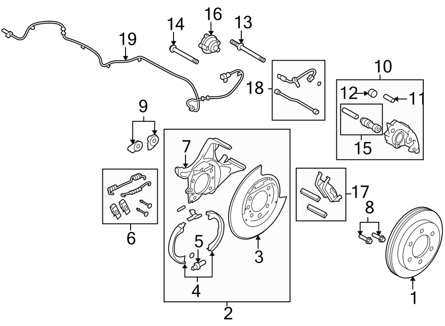 Diagram REAR SUSPENSION. BRAKE COMPONENTS. for your 2020 Ford F-150 3.0L Power-Stroke V6 DIESEL A/T 4WD King Ranch Crew Cab Pickup Fleetside 