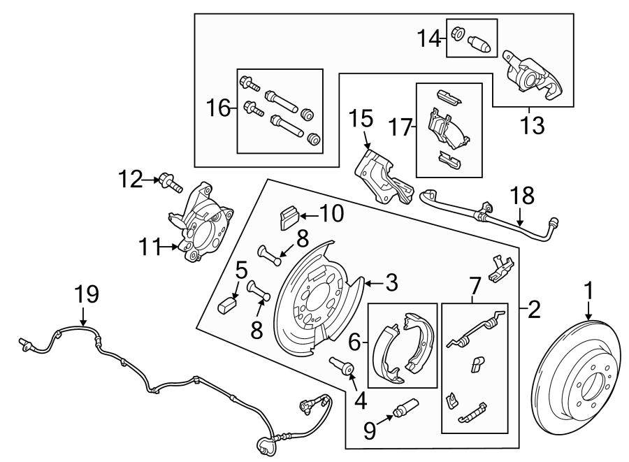 Diagram REAR SUSPENSION. BRAKE COMPONENTS. for your 2010 Ford F-150  Lariat Crew Cab Pickup Fleetside 