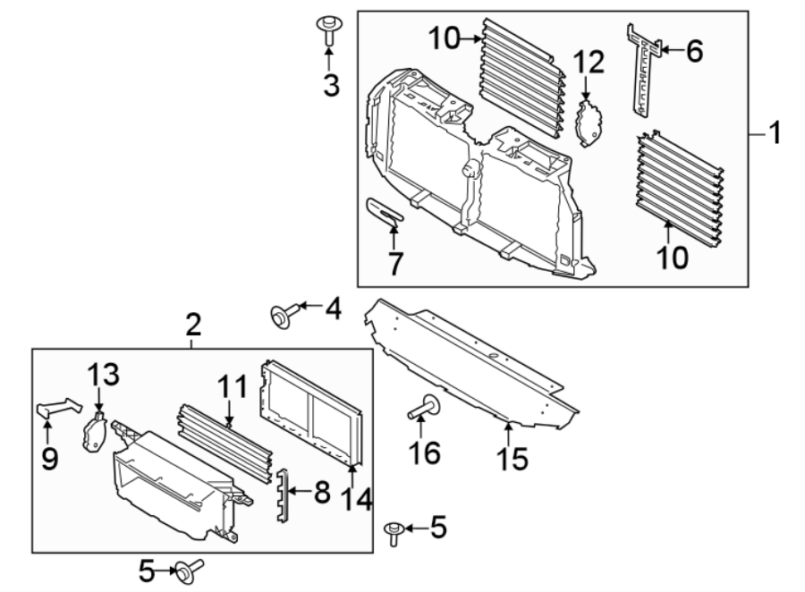 Diagram RADIATOR SUPPORT. SPLASH SHIELDS. for your 2014 Ford Police Interceptor Utility   