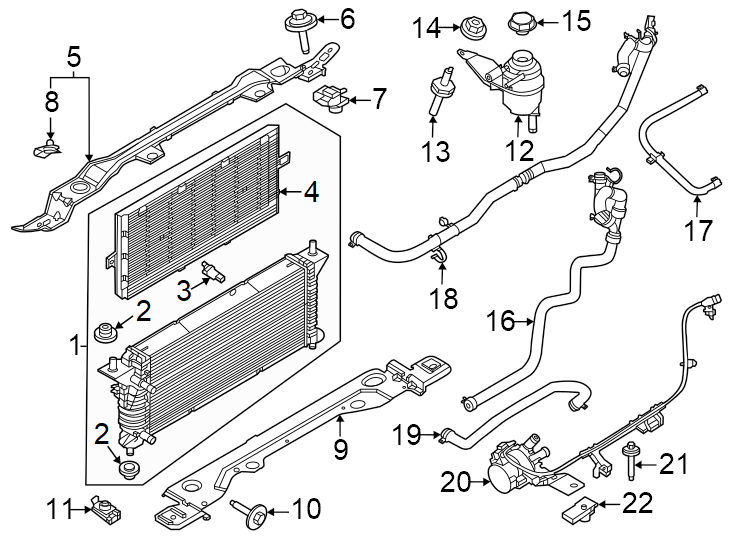 Diagram Radiator & components. for your 2018 Lincoln MKZ   