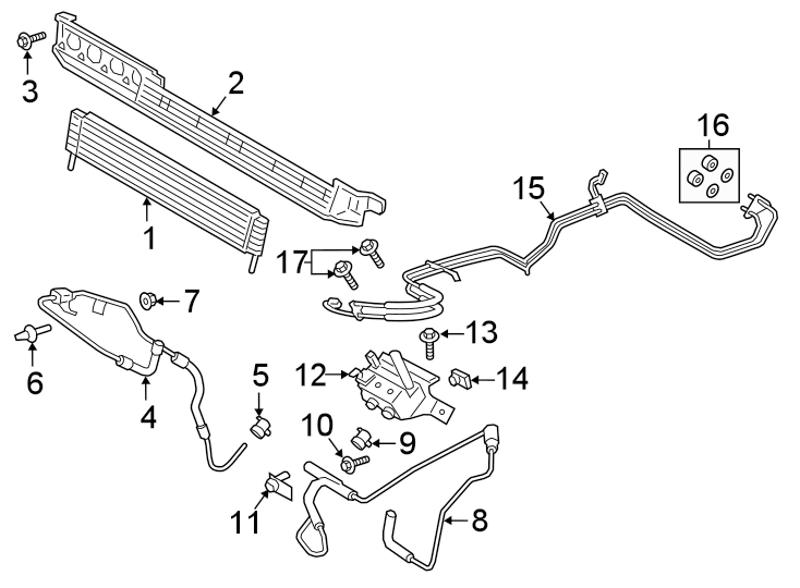 Diagram TRANS oil cooler. for your 2014 Ford F-150 6.2L V8 A/T 4WD XLT Crew Cab Pickup Fleetside 