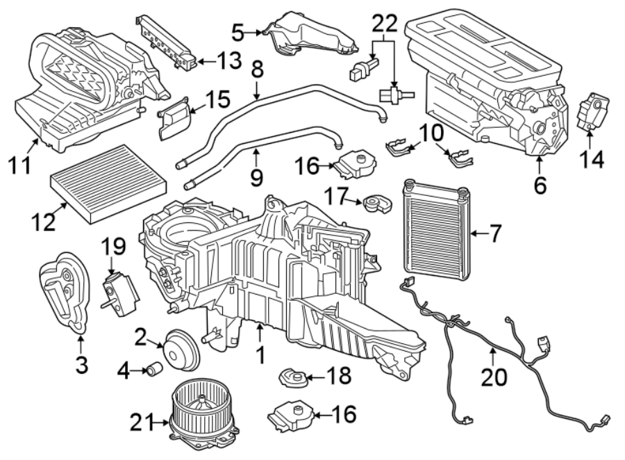 Diagram AIR CONDITIONER & HEATER. EVAPORATOR & HEATER COMPONENTS. for your Ford Ranger  