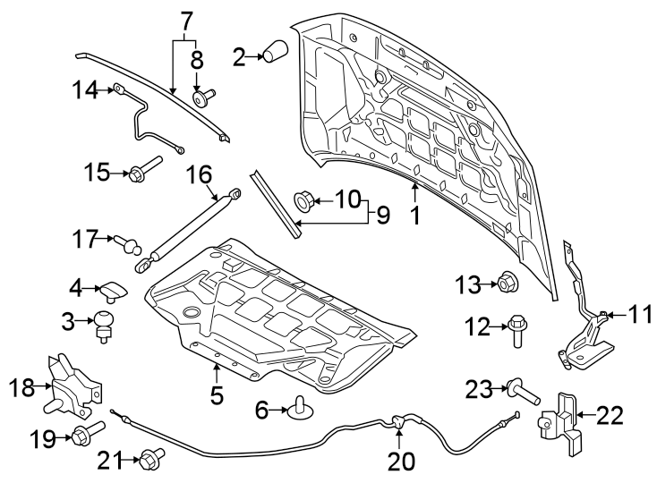 Diagram Hood & components. for your 2013 Ford F-150 3.7L V6 FLEX A/T 4WD XLT Extended Cab Pickup Fleetside 