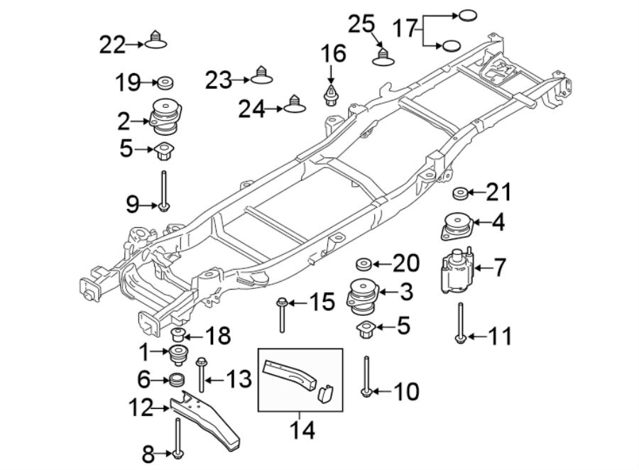 Diagram FRAME. BODY MOUNTING. for your 2010 Ford F-150  XL Extended Cab Pickup Fleetside 